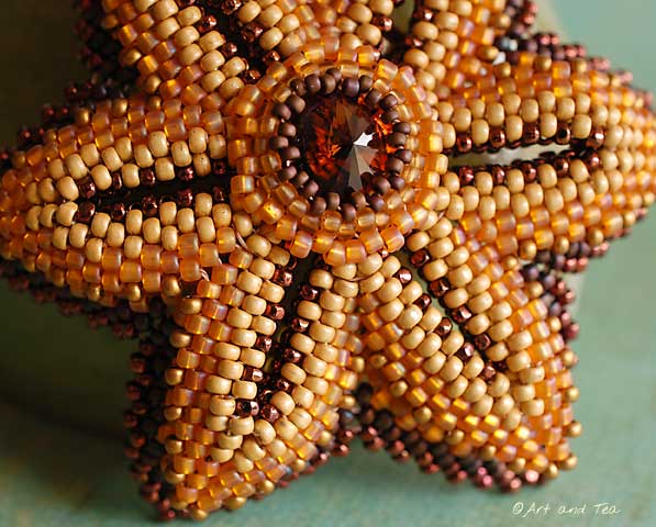 Moms Beaded Flower Pin Closeup 09-07-13